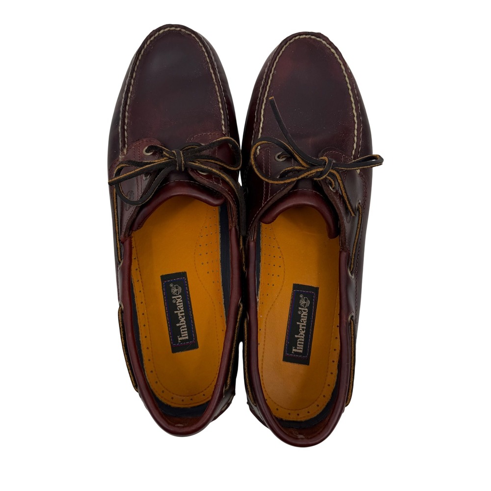 Timberland Boat Shoes Mens 14M Burgundy Leather 2-Eye Classic Deck